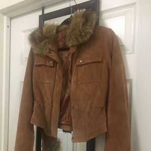 Moda International Jackets & Coats - Suede jacket with fur collar and sleeves Moda International Jackets & Coats - Suede jacket with fur collar and sleeves